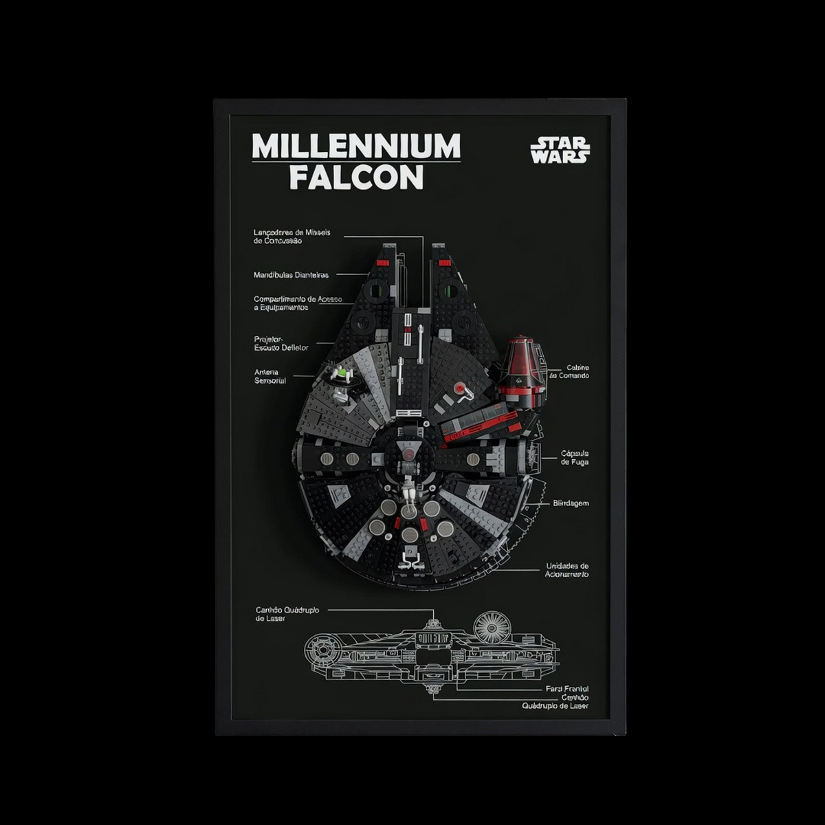 Quadro de Acrílico para Millennium Falcon (1381 peças)