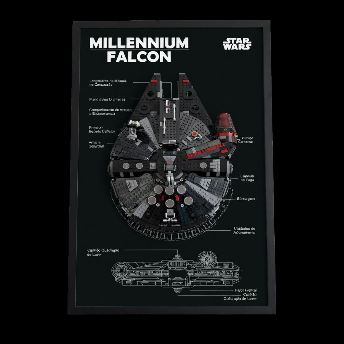 Quadro de Acrílico para Millennium Falcon (1381 peças)