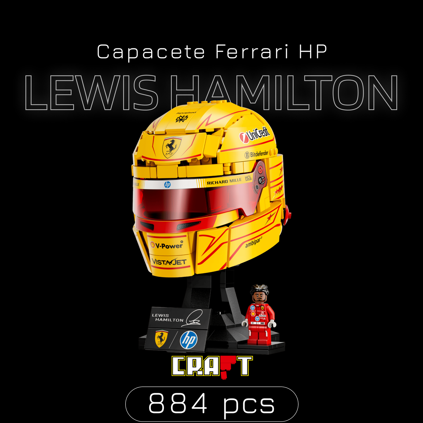 Capacete Ferrari HP - Lewis Hamilton (884 peças)