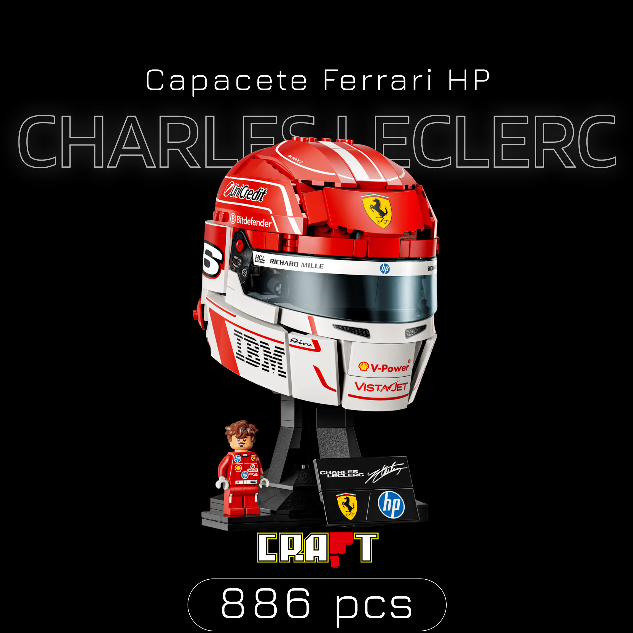 Capacete Ferrari HP Charles Leclerc — 886 peças