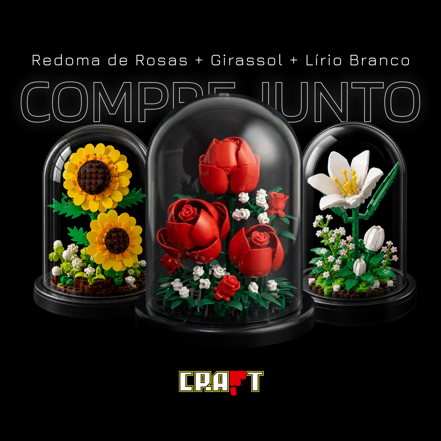 Compre Junto! Kit com 3 Redomas Eternas
