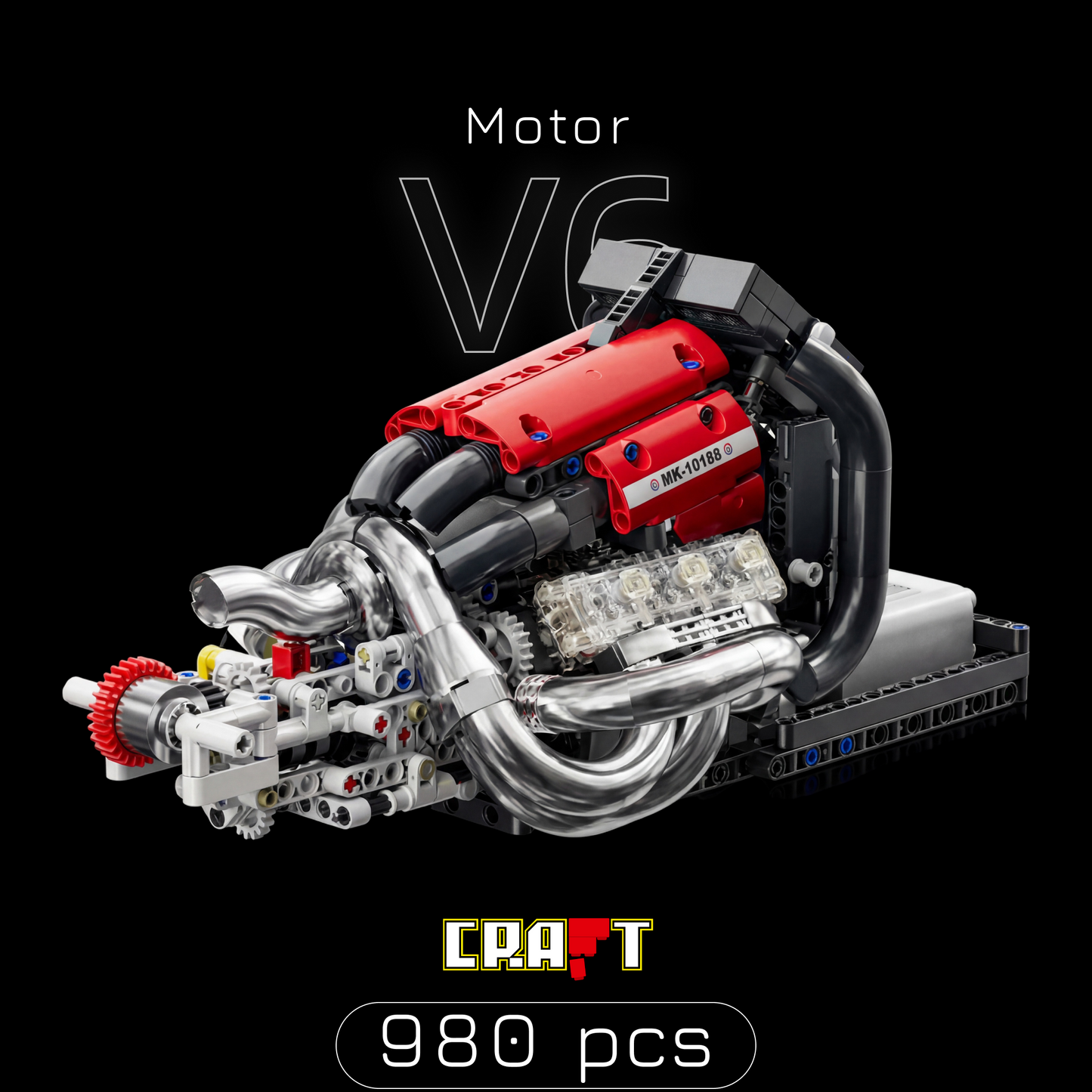 Motor V6 STR13 Motorizado (980 peças)