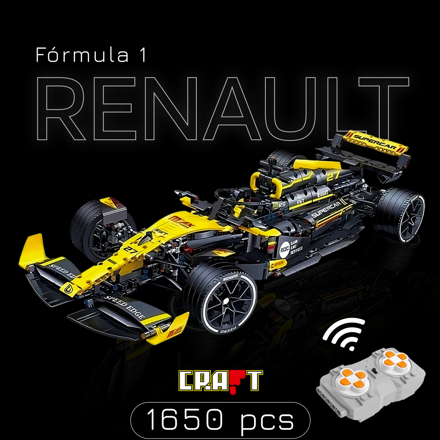 (45% OFF) Fórmula 1 - Renault (1650 peças) + Motor + Iluminação