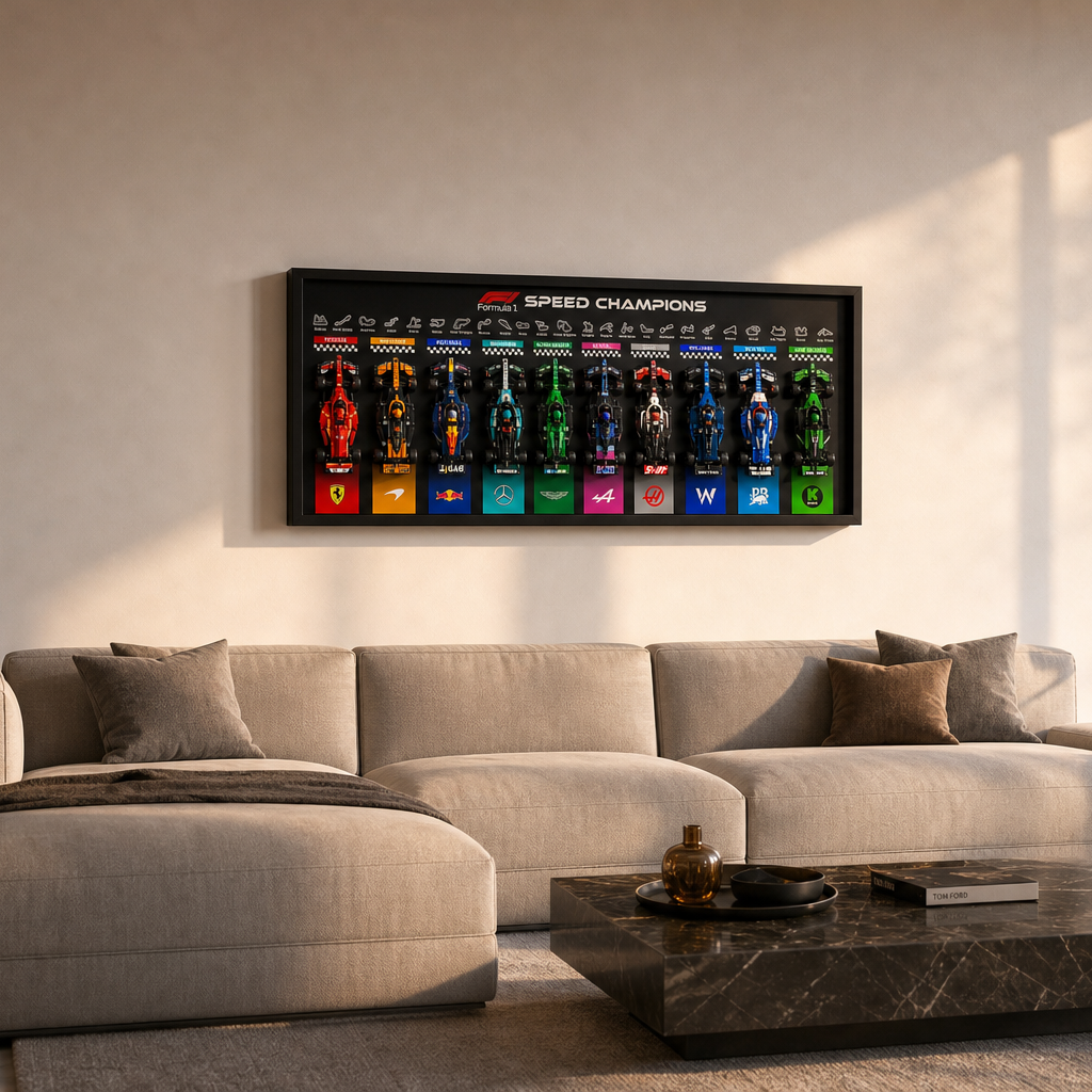 Quadro Speed Champions horizontal 100x40 em cobertura com skyline