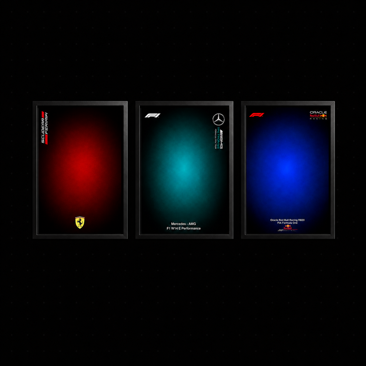 Compre Junto! Quadros Formula-1 Ferrari SF24 + Mercedes-AMG W14 + Red Bull RB20
