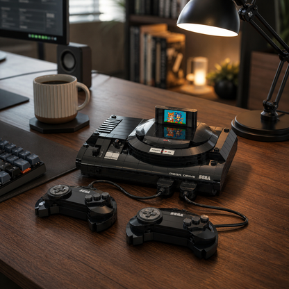 SEGA Genesis em blocos em home office moderno